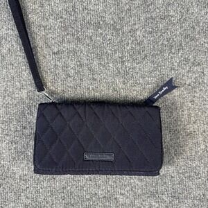 Vera Bradley Black Microfiber RFID Wallet Blue Pink Floral